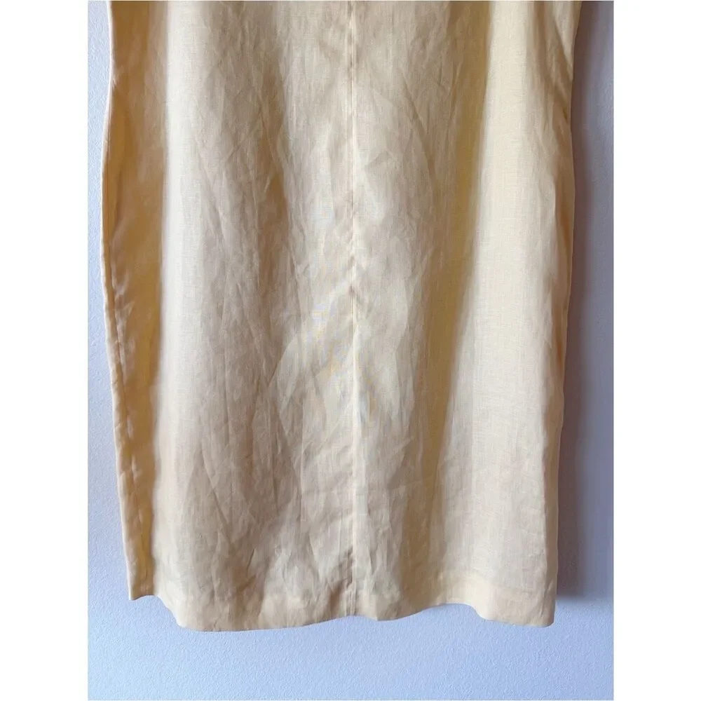 Talbots Yellow Irish Linen Shift Dress Sleeveless Button Front Midi Size 18 NWT - Picture 8 of 9